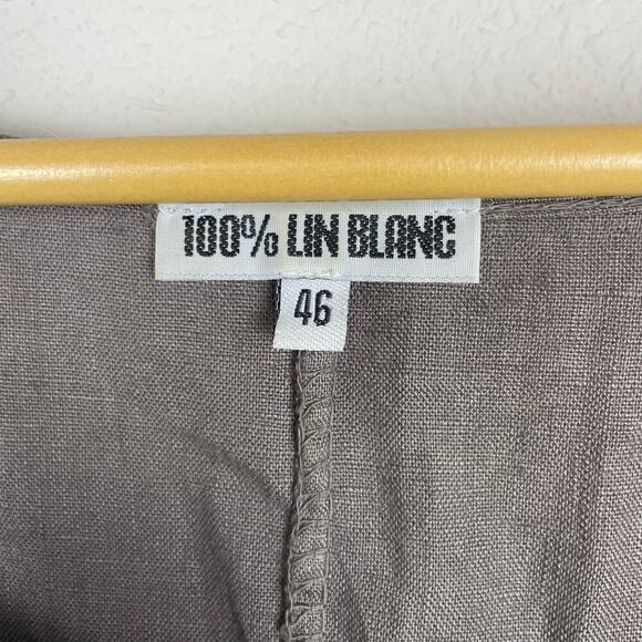 100% Lin Blanc Women's‎ Size 46 Grayish Taupe Linen Shift Midi Dress Lagenlook L - Picture 4 of 6